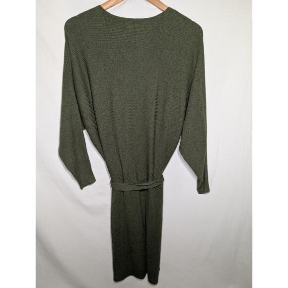Kori America Womens Olive Ribbed Knit Deep V Sweater Dress M/L Nursing Friendly - Picture 5 of 7